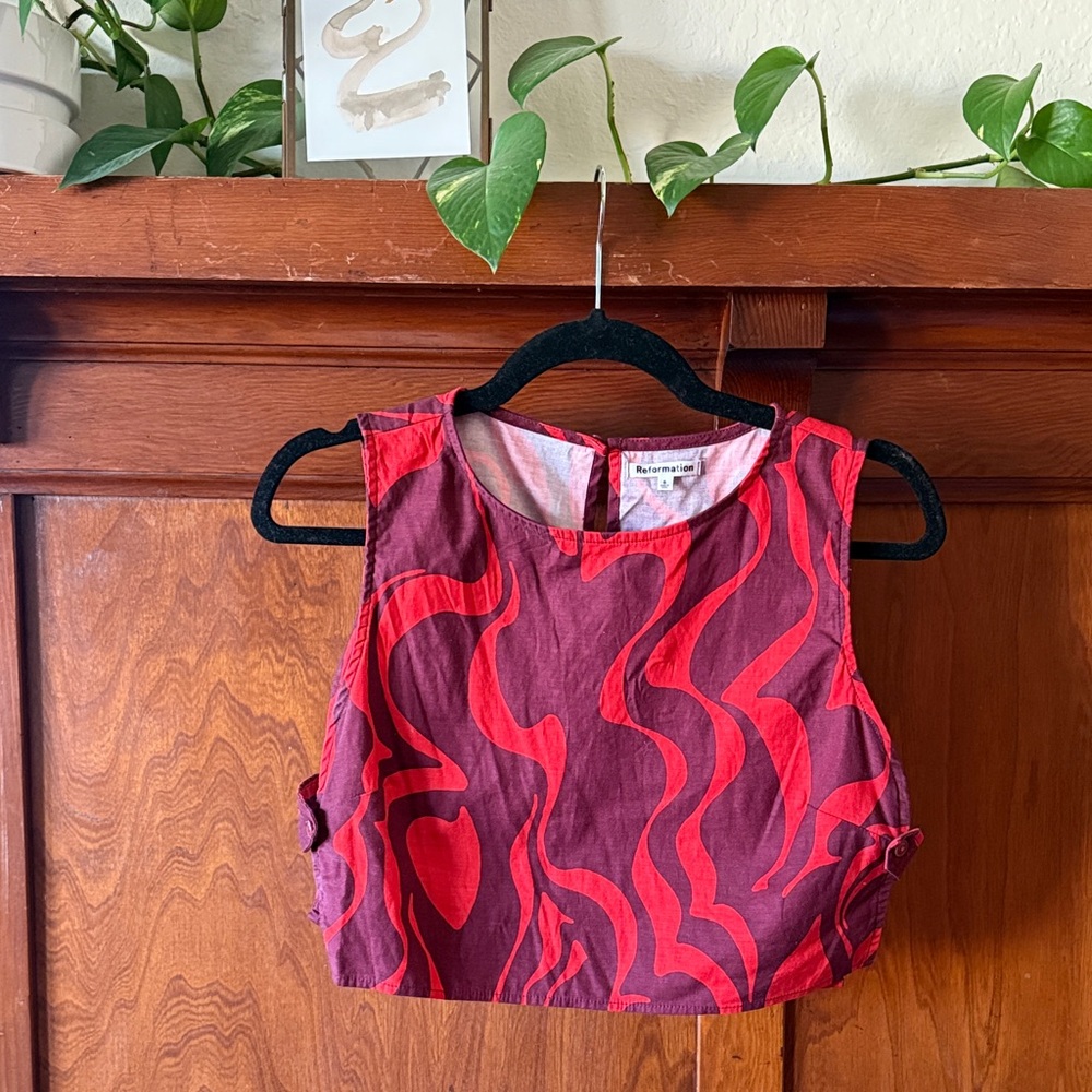 Reformation Red and Purple Crop Top - Picture 1 of 3
